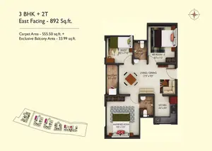 3 BHK+2T, East Facing