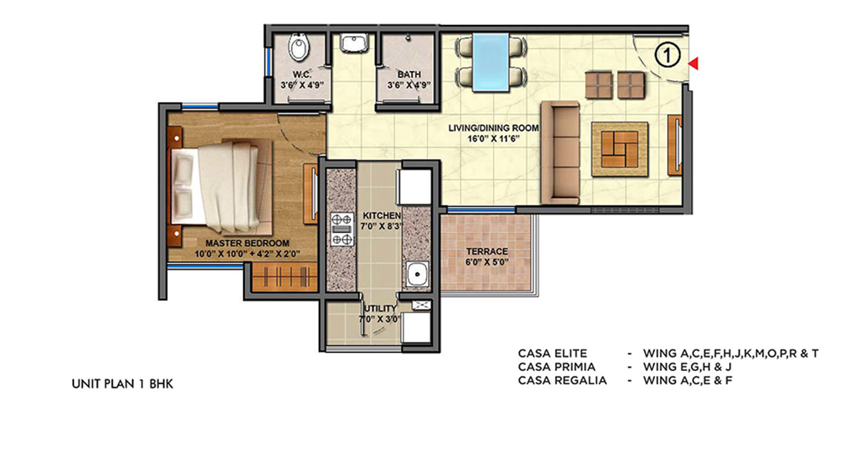 1 BHK with Deck