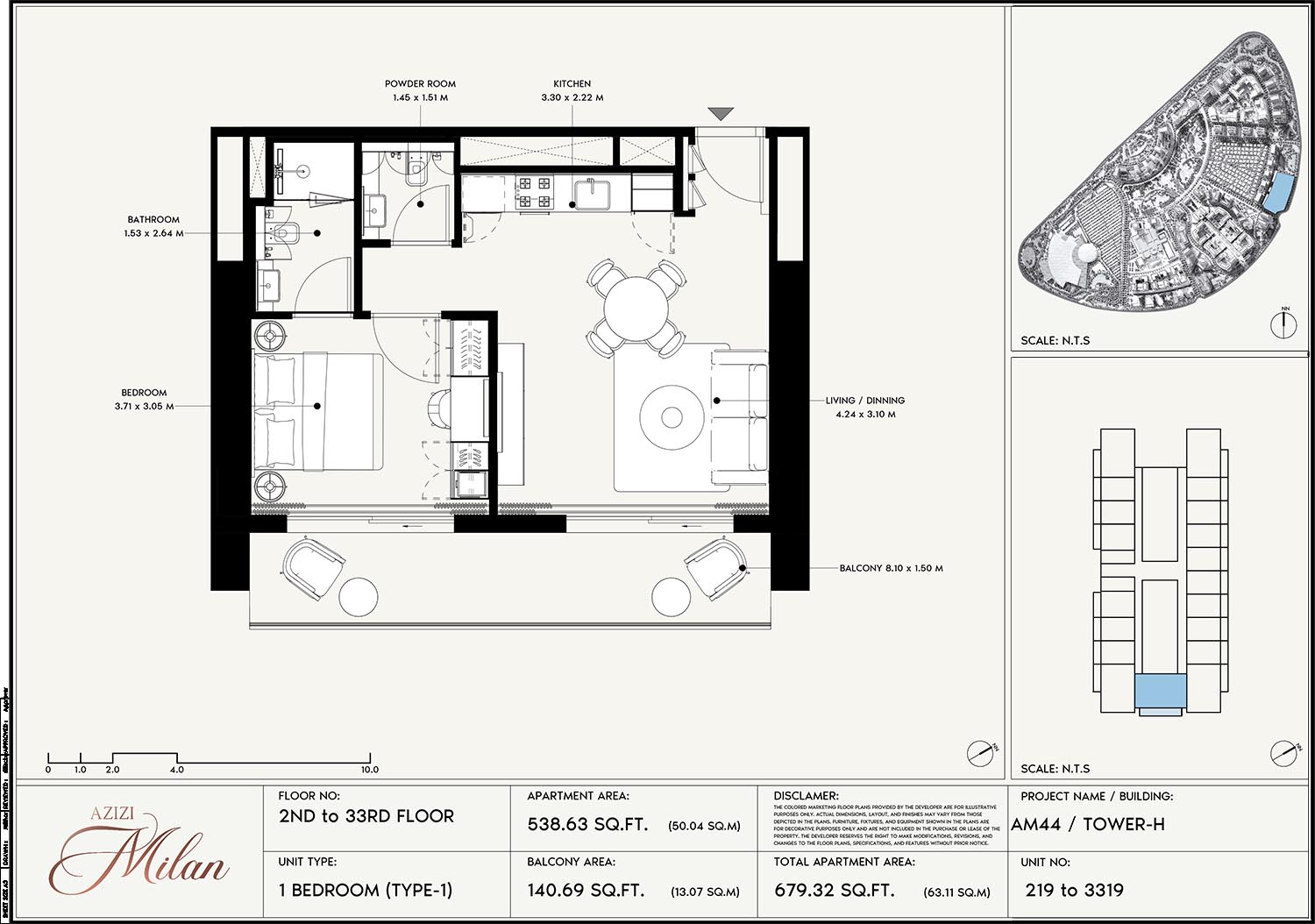 2nd To 33rd Floor Unit 219 To 3319 (Type-1)