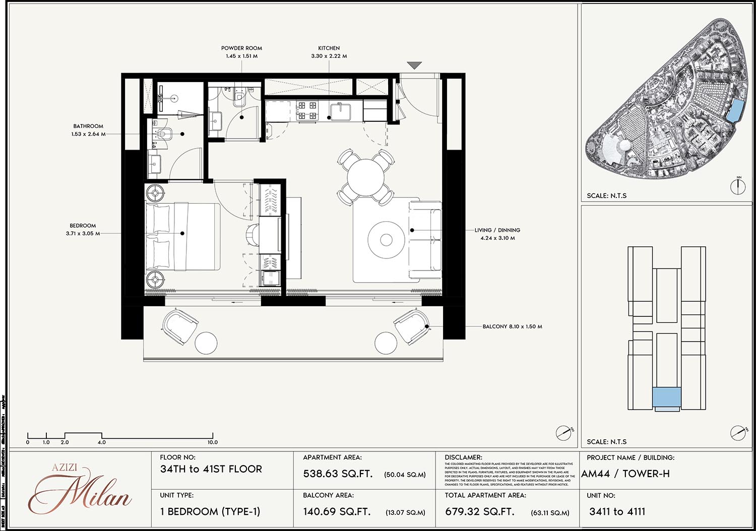 34th To 41st Floor Unit 3411 To 4111 (Type-1)