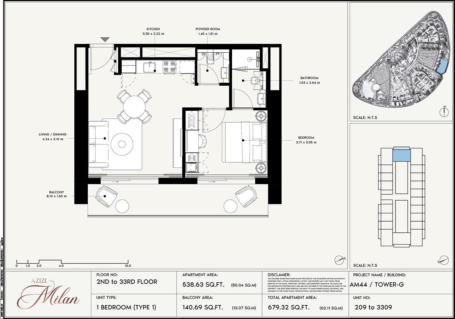 2nd To 33rd Floor Unit 209 To 3309 (Type-1)