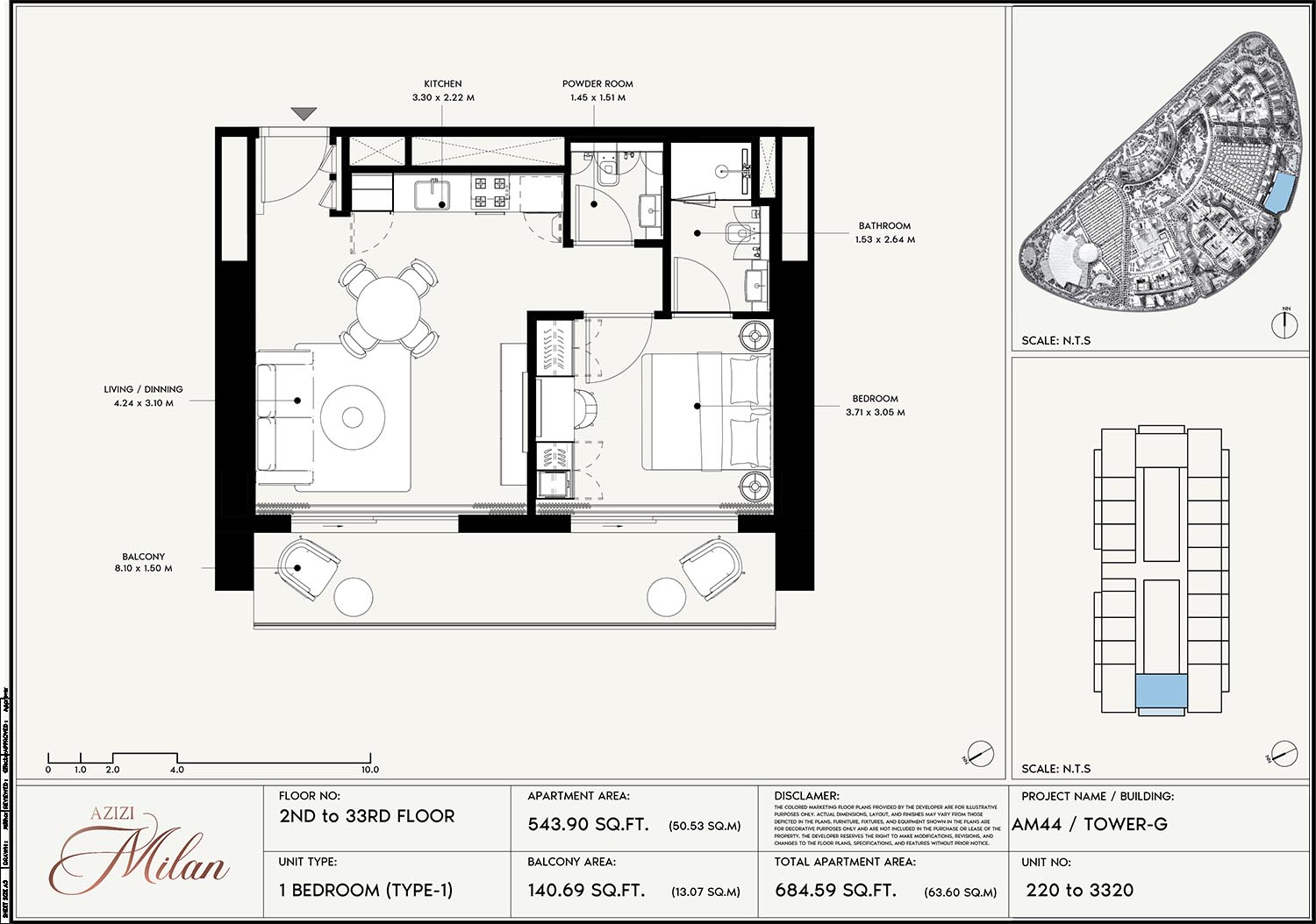 2nd To 33rd Floor Unit 220 To 3320 (Type-1)
