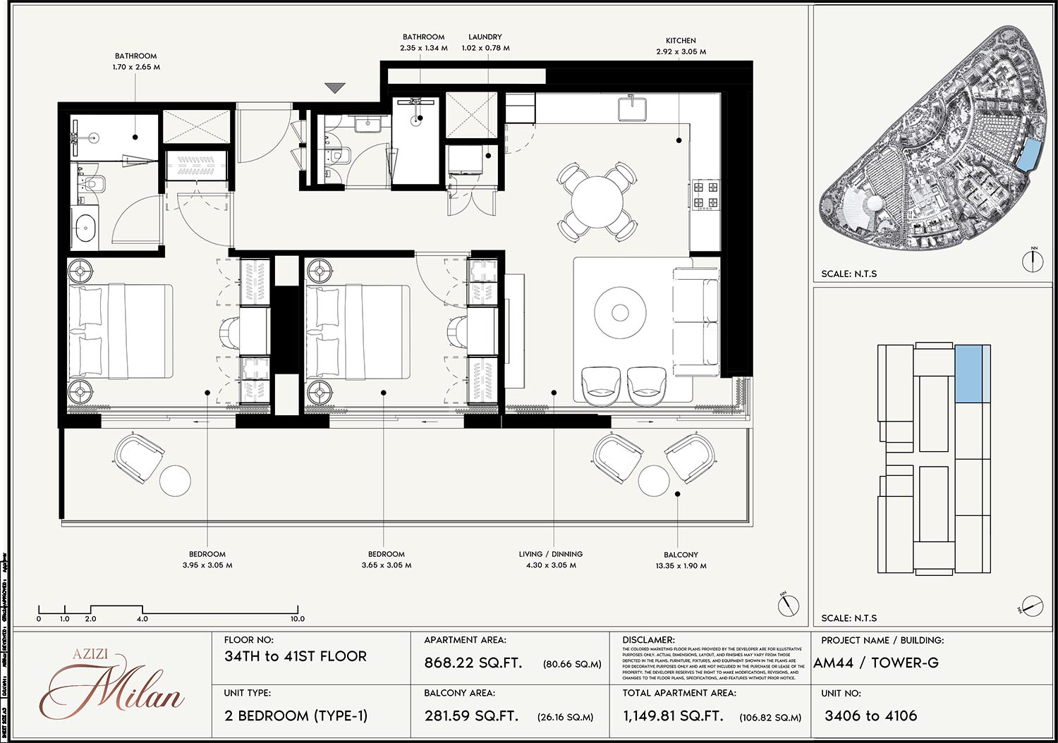 34th To 41st Floor Unit 3406 To 4106 (Type-1)