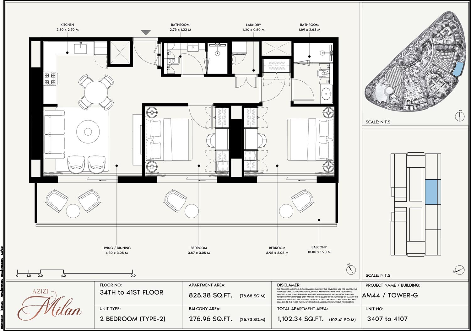 34th To 41st Floor Unit 3407 To 4107 (Type-2)