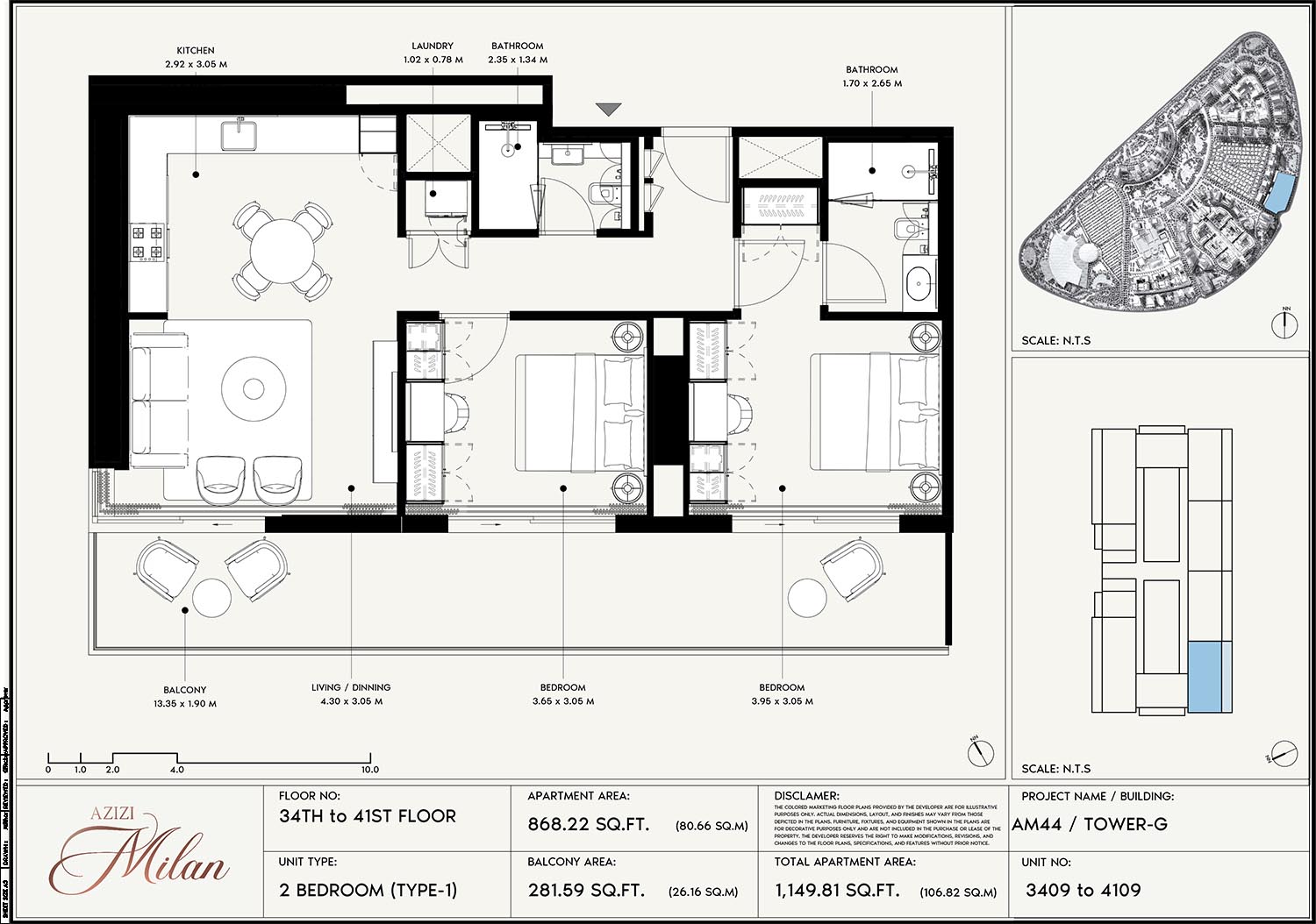 34th To 41st Floor Unit 3409 To 4109 (Type-1)