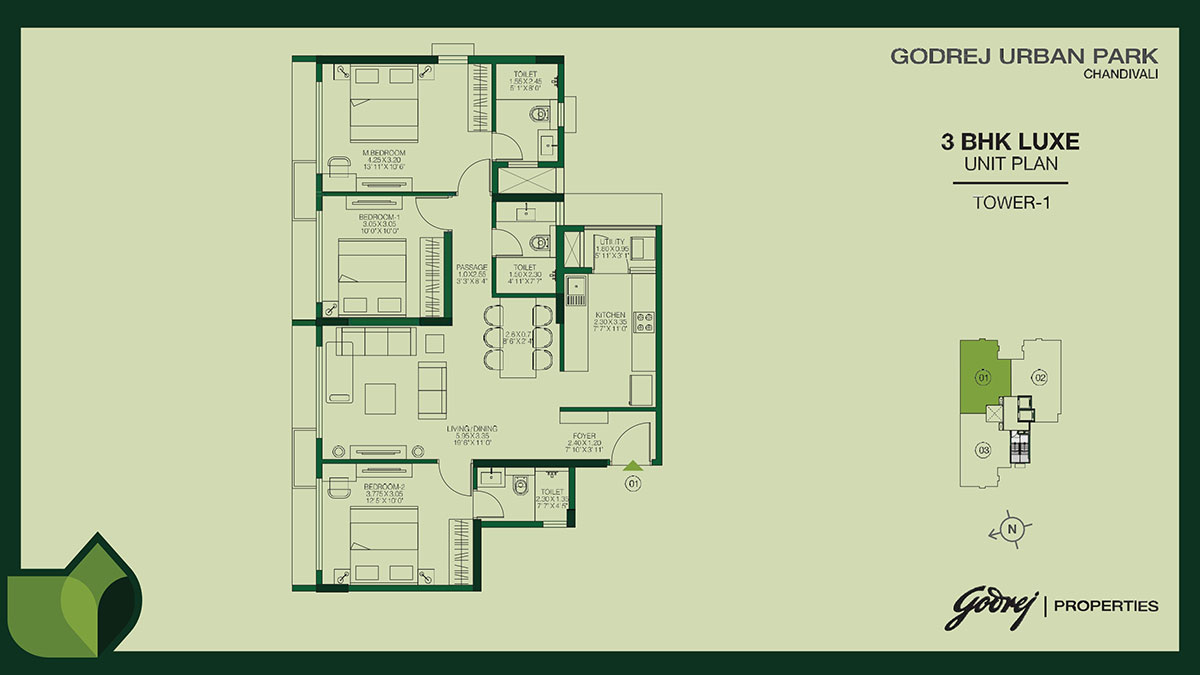3 BHK Luxe, Unit 01