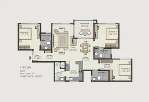 Type 3 B4, 3 BHK