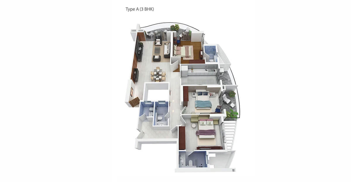 Type A, 3 BHK