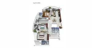 Type B, 3 BHK