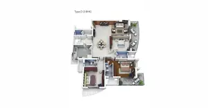 Type D, 3 BHK