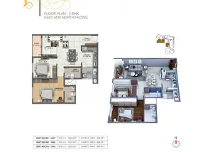 2 BHK, East and North Facing