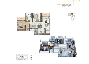 2.5 BHK, East Facing