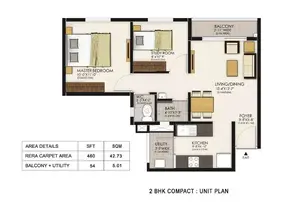 2 BHK Compact - Unit Plan