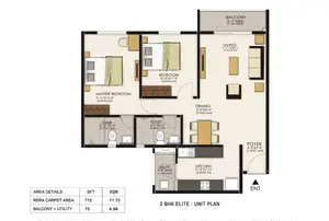 2 BHK Elite - Unit Plan