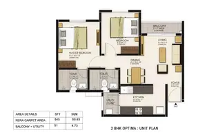 2 BHK Optima - Unit Plan