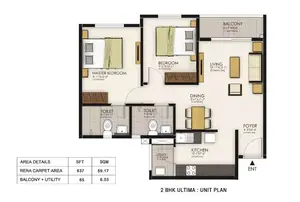 2 BHK Ultima - Unit Plan
