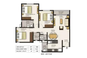 3 BHK - Unit Plan