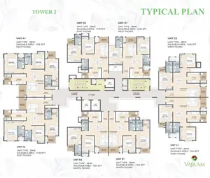 Tower 2, Unit A2, 3 BHK