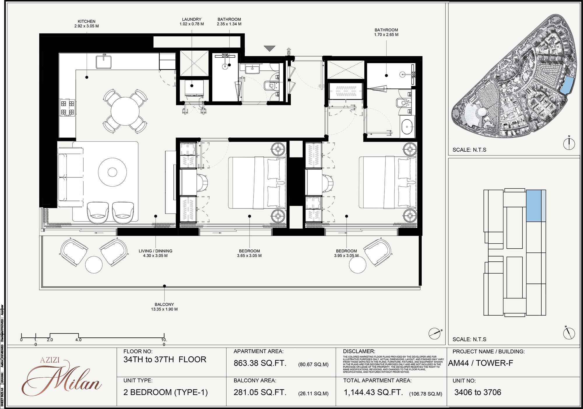 34th To 37th Floor Unit 3406 To 3706 (Type-1)
