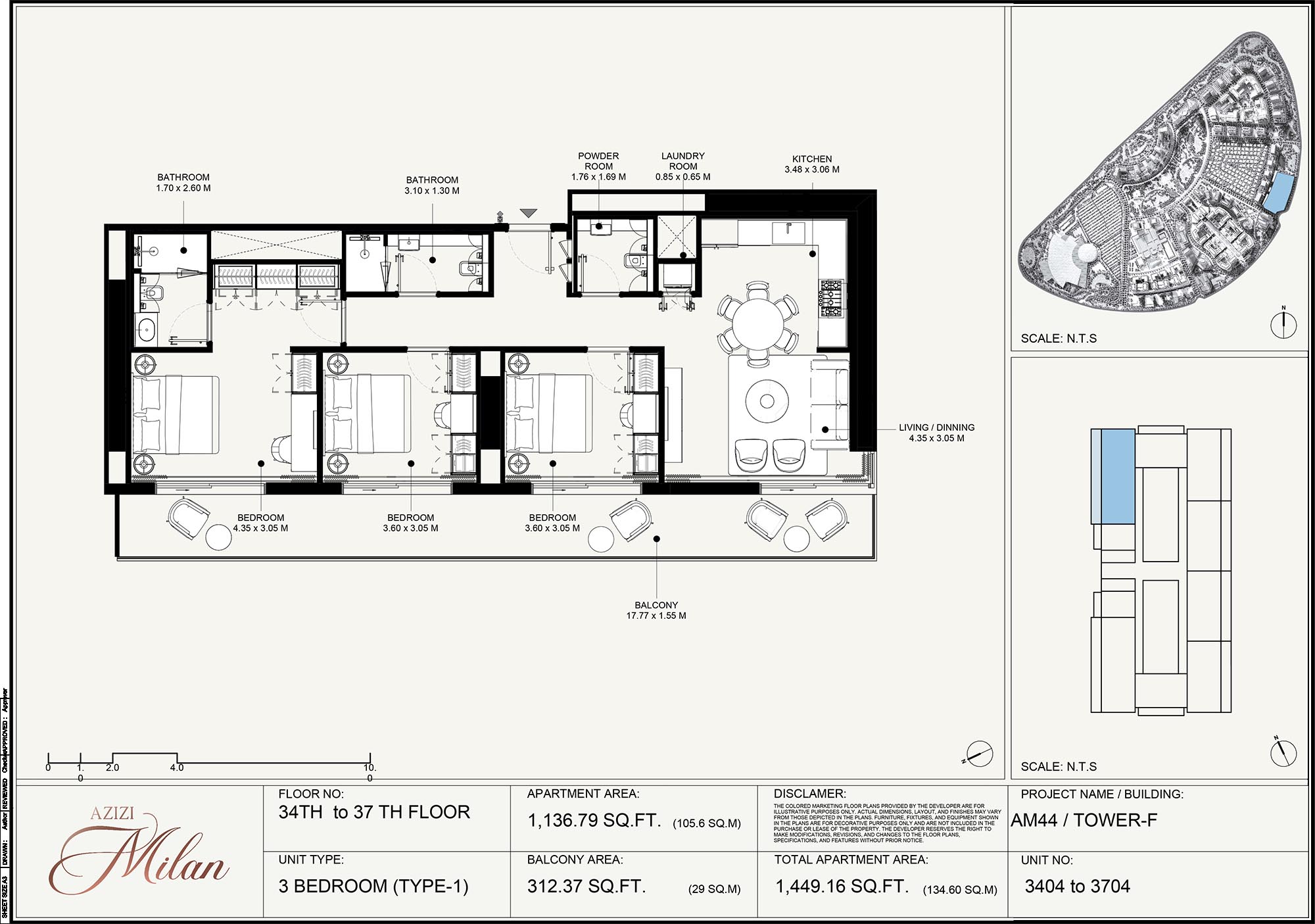 34th To 37th Floor Unit 3404 To 3704 (Type-1)