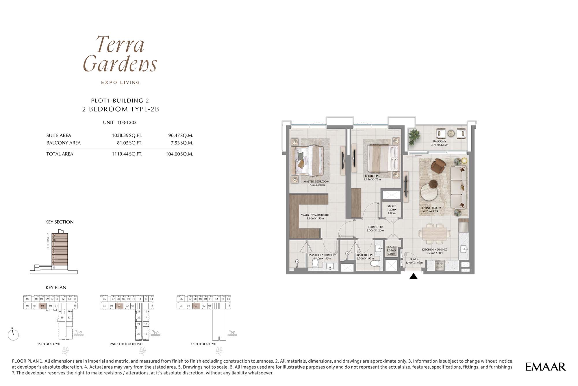 1st-12th Level Unit 103-1203 (Type-2B)