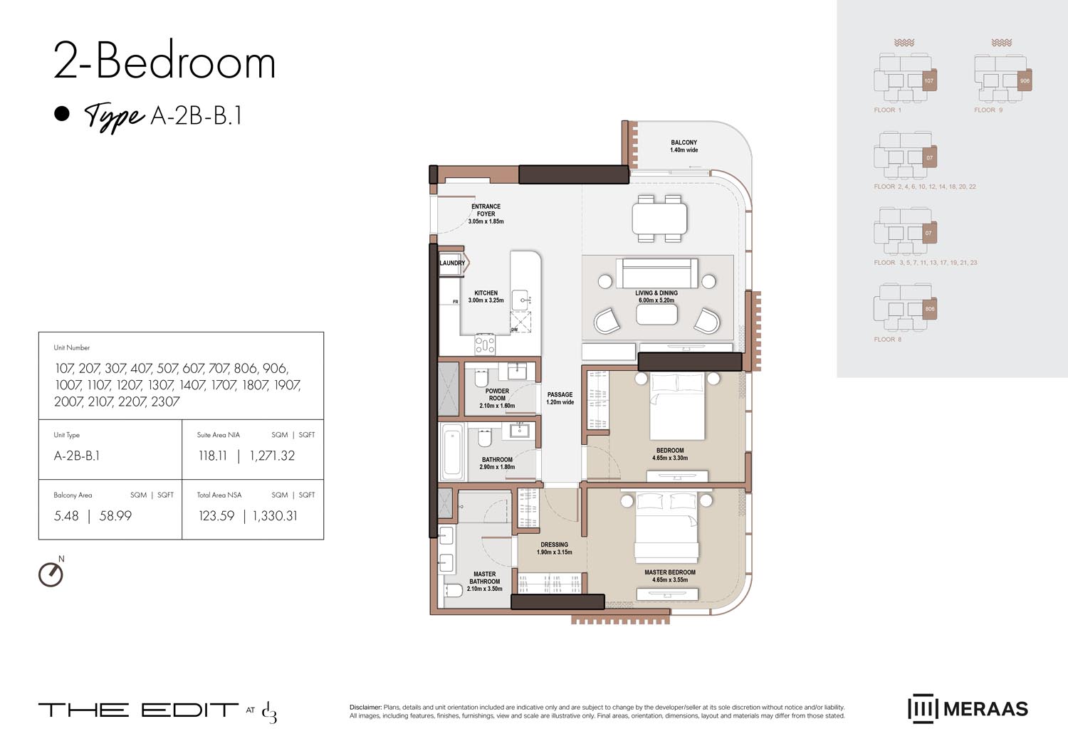 01st-23rd Floor (Type A-2B-B.1)