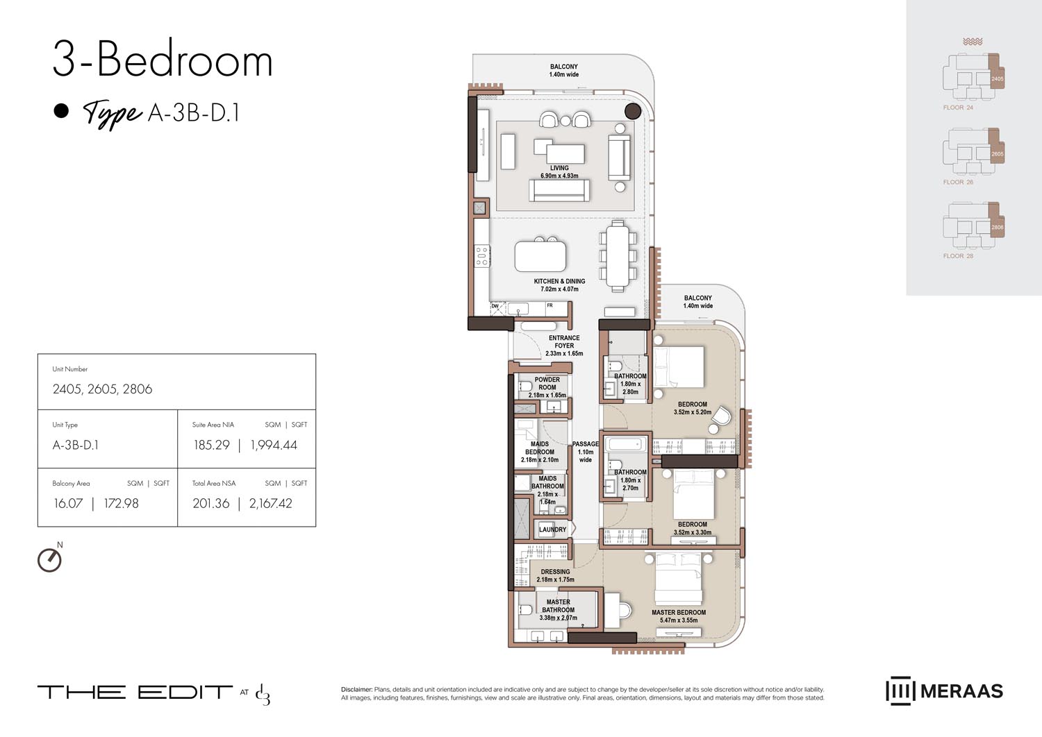 24th-28th Floor (Type A-3B-D.1)