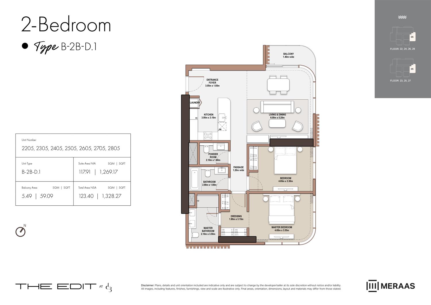 22nd-28th Floor (Type B-2B-D.1)