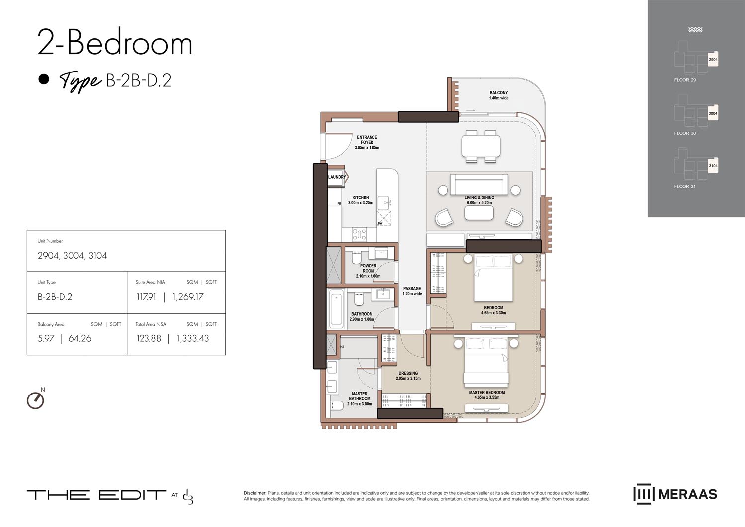 29th-31st Floor (Type B-2B-D.2)