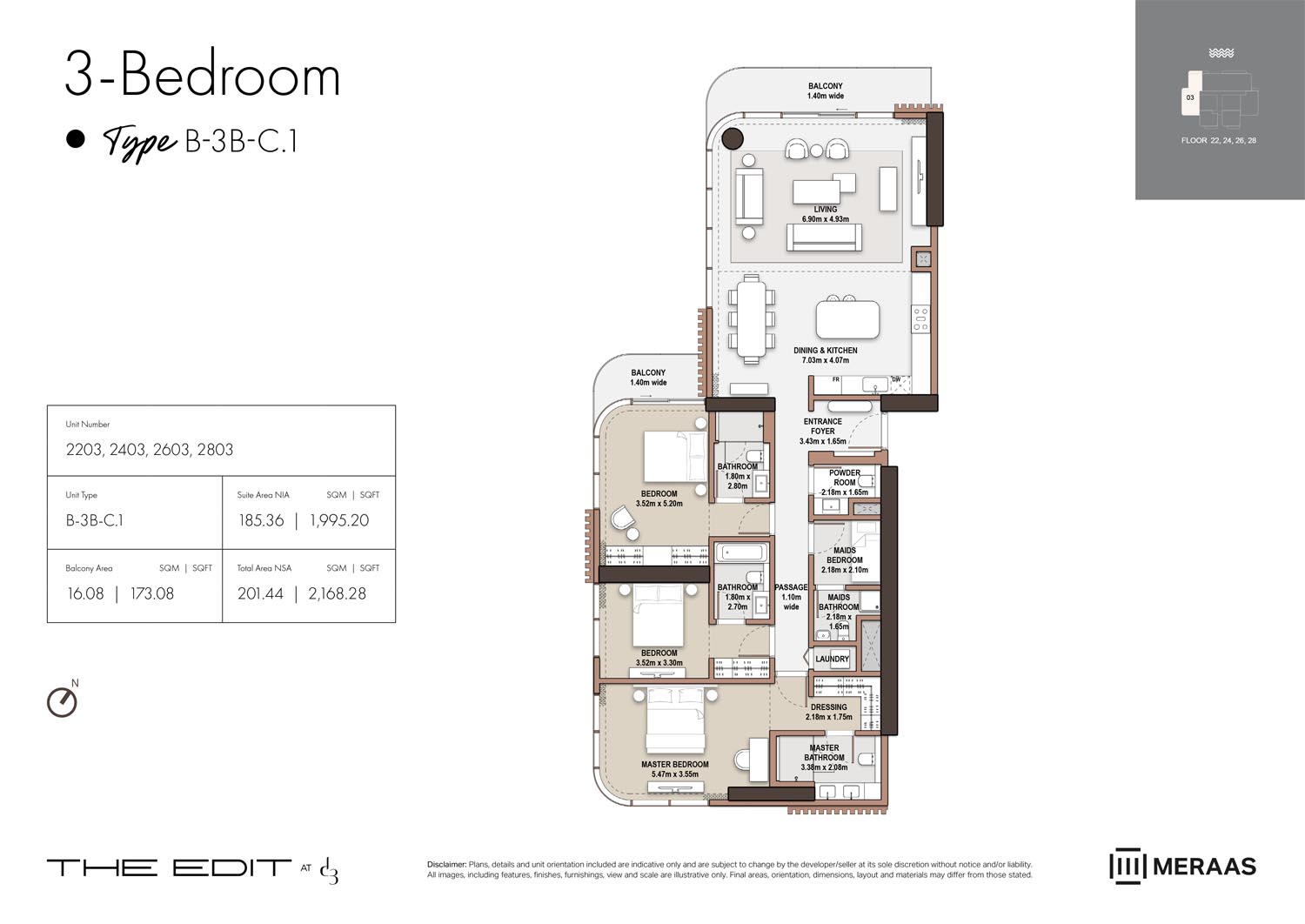 22nd-28th Floor (Type B-3B-C.1)