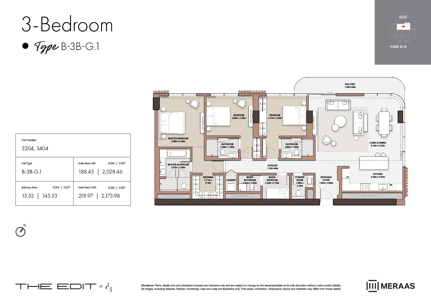 32nd & 34th Floor (Type B-3B-G.1)
