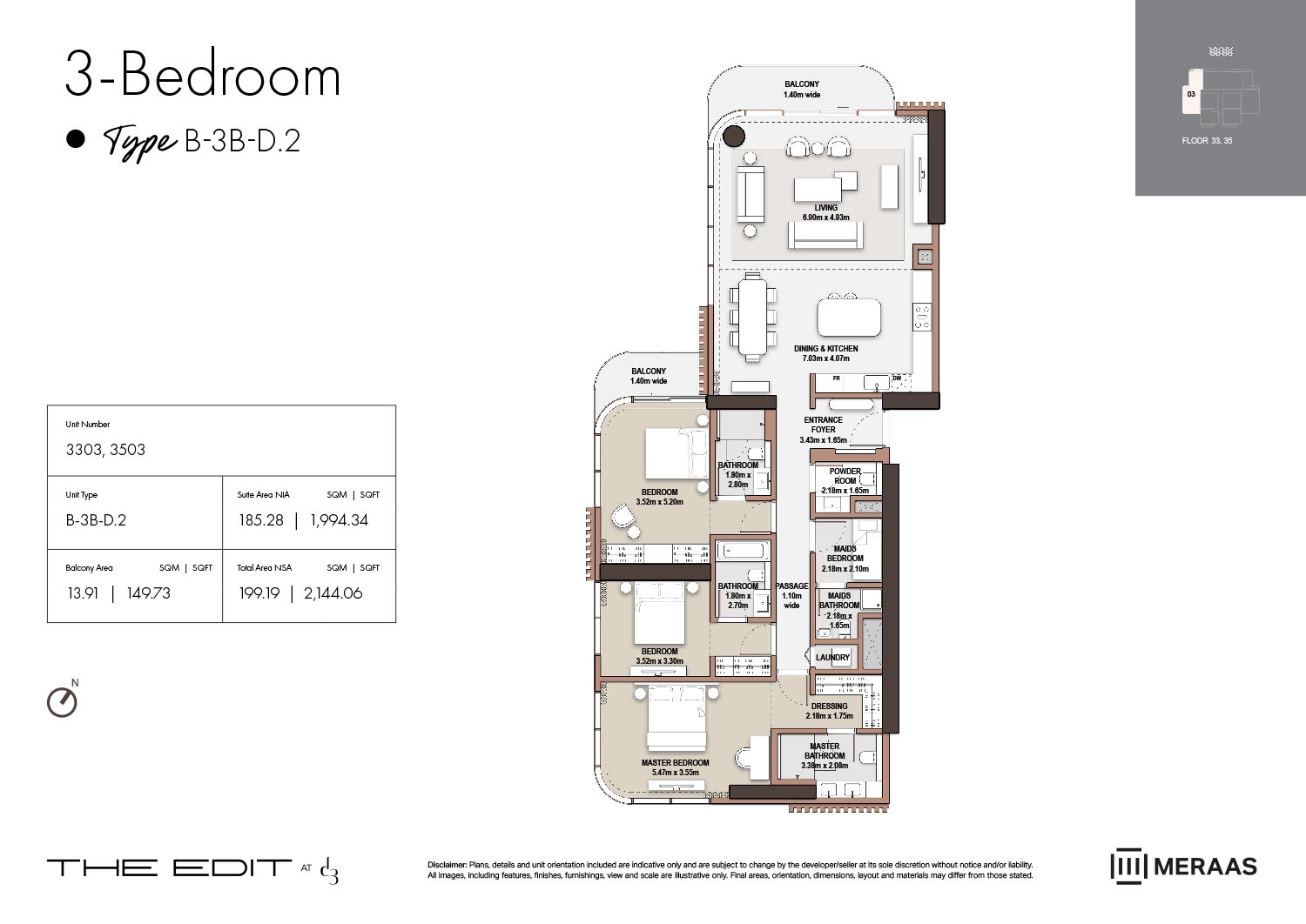 33rd & 35th Floor (Type B-3B-D.2)