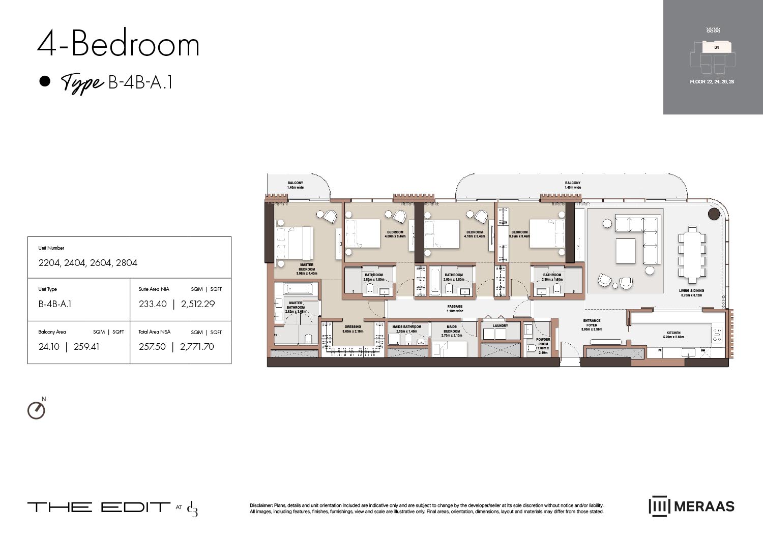 22nd & 28th Floor (Type B-4B-A.1)