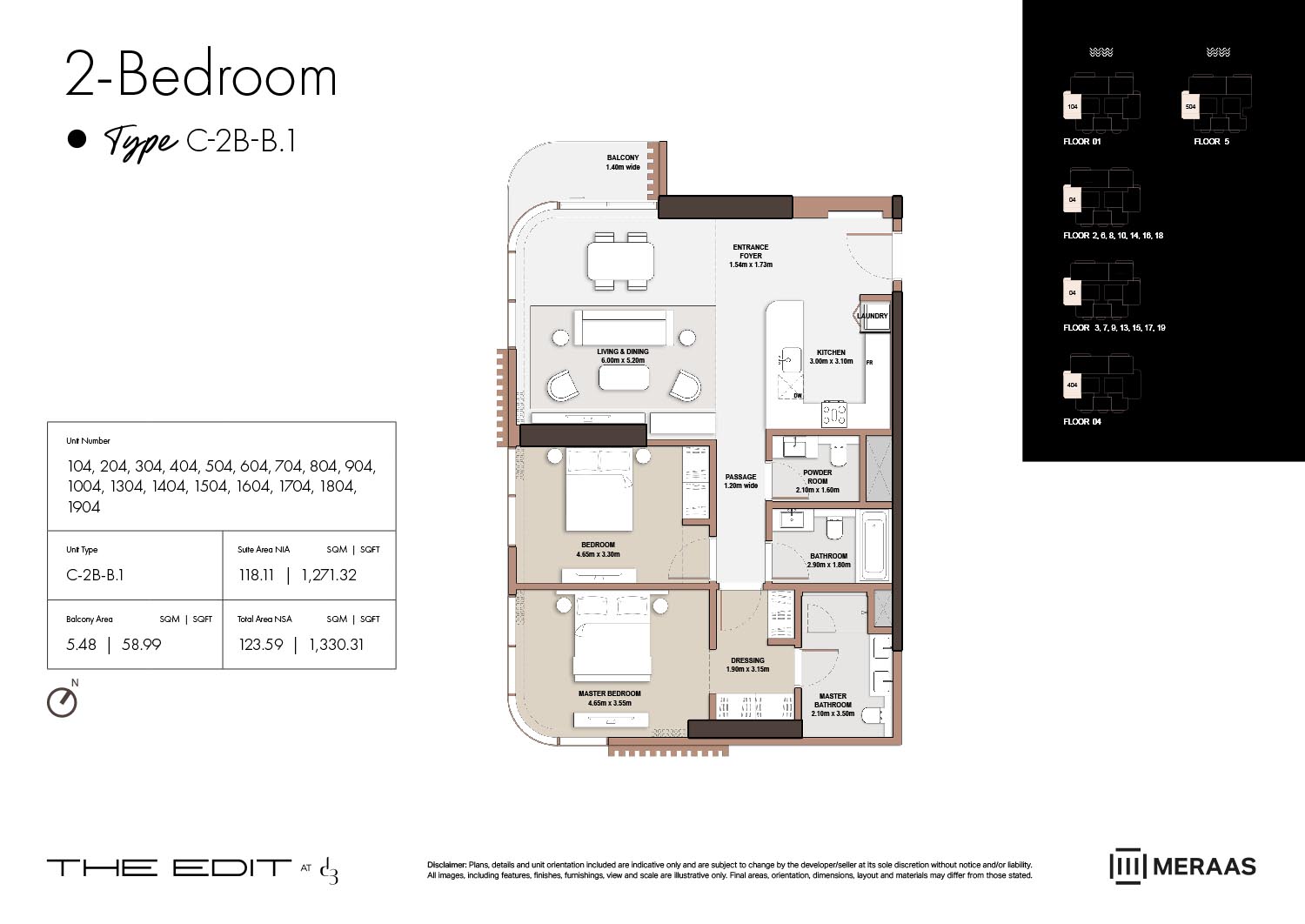 01st-19th Floor (Type C-2B-B.1)