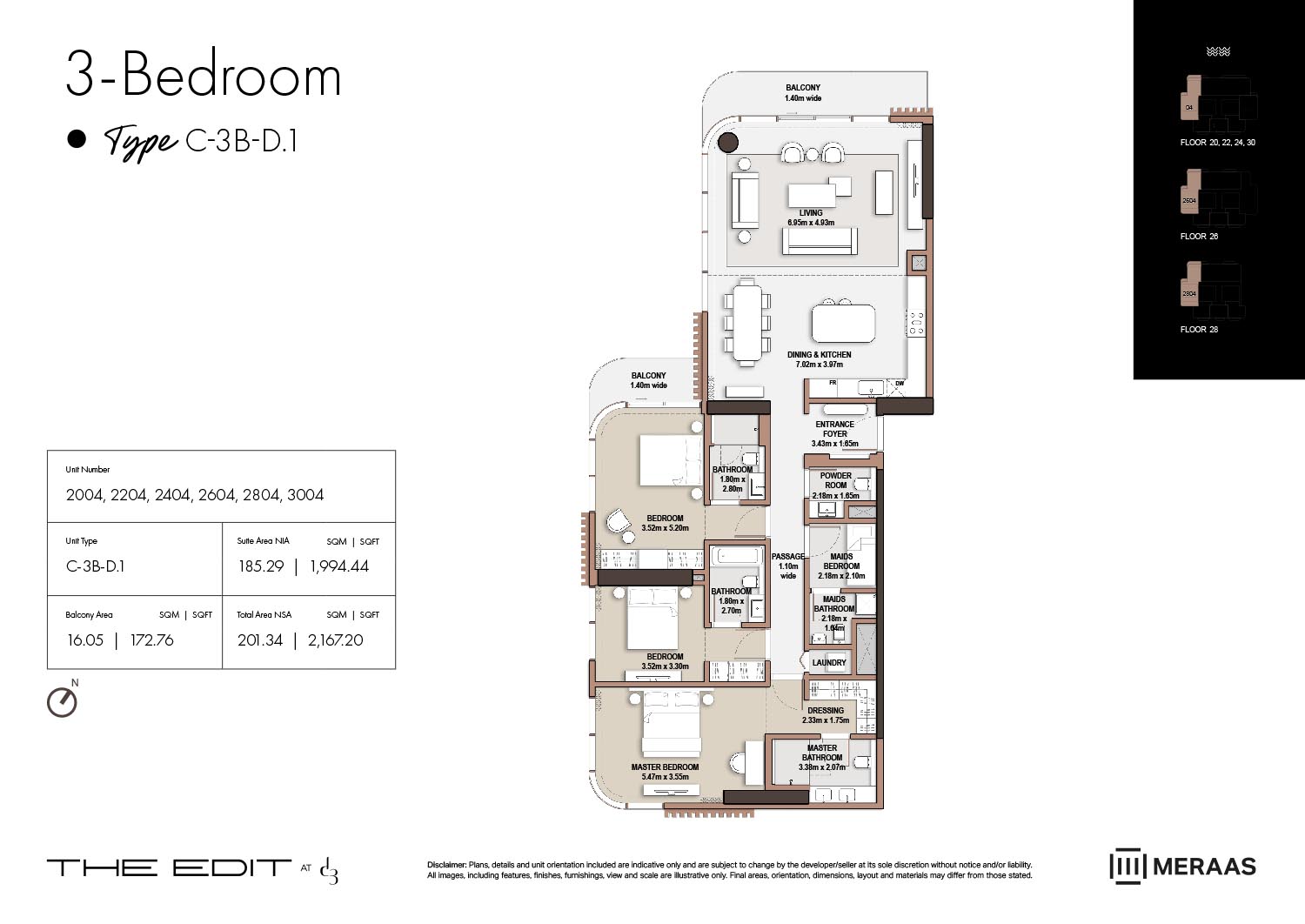 20th-30th Floor (Type C-3B-D.1)