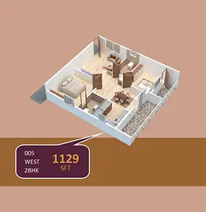 2 Bedroom (Isometric View)