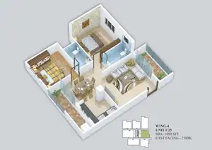 Unit 20 West Facing (3D View)