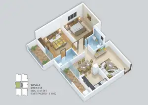 Unit 10 East Facing (3D View)