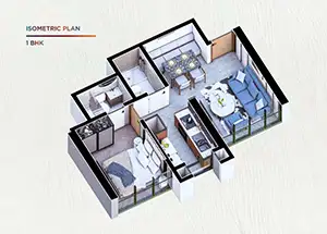 1 BHK (Isometric Plan)