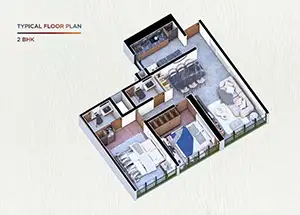 2 BHK (Isometric Plan)