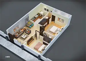 2 Bedroom (3D View)