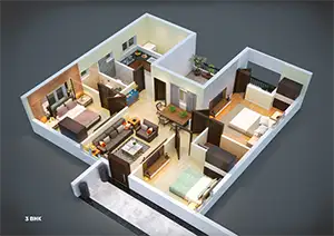 3 Bedroom (3D View)