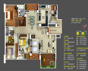 Unit - Type 1&3, 3rd to 29th Floor