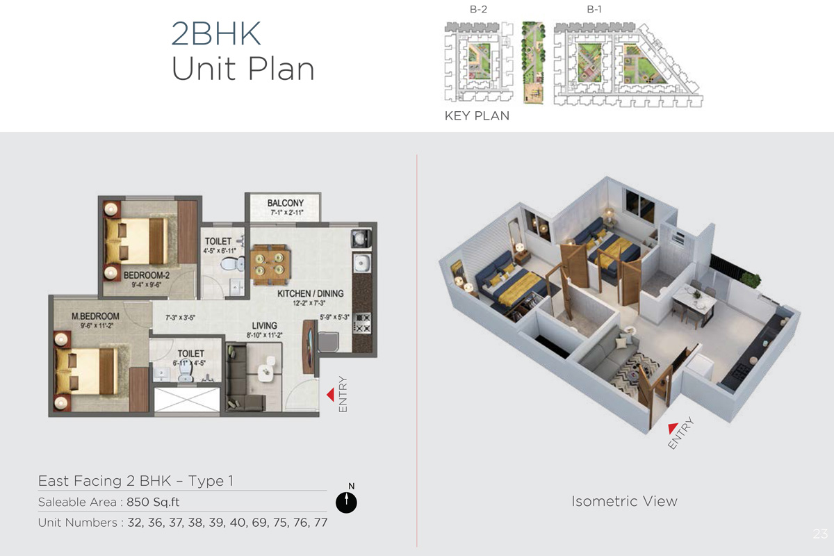 Type 1, East Facing, Unit No-32,36,37,38,39,40,69,75,76,77