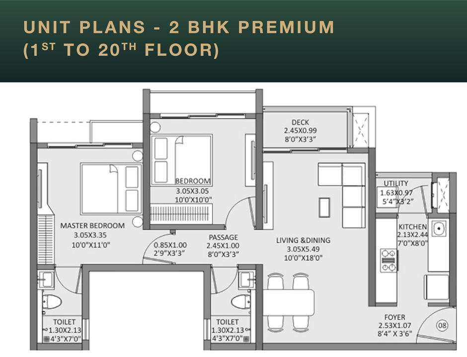 Unit Plan Premium, 1st To 20th Floor