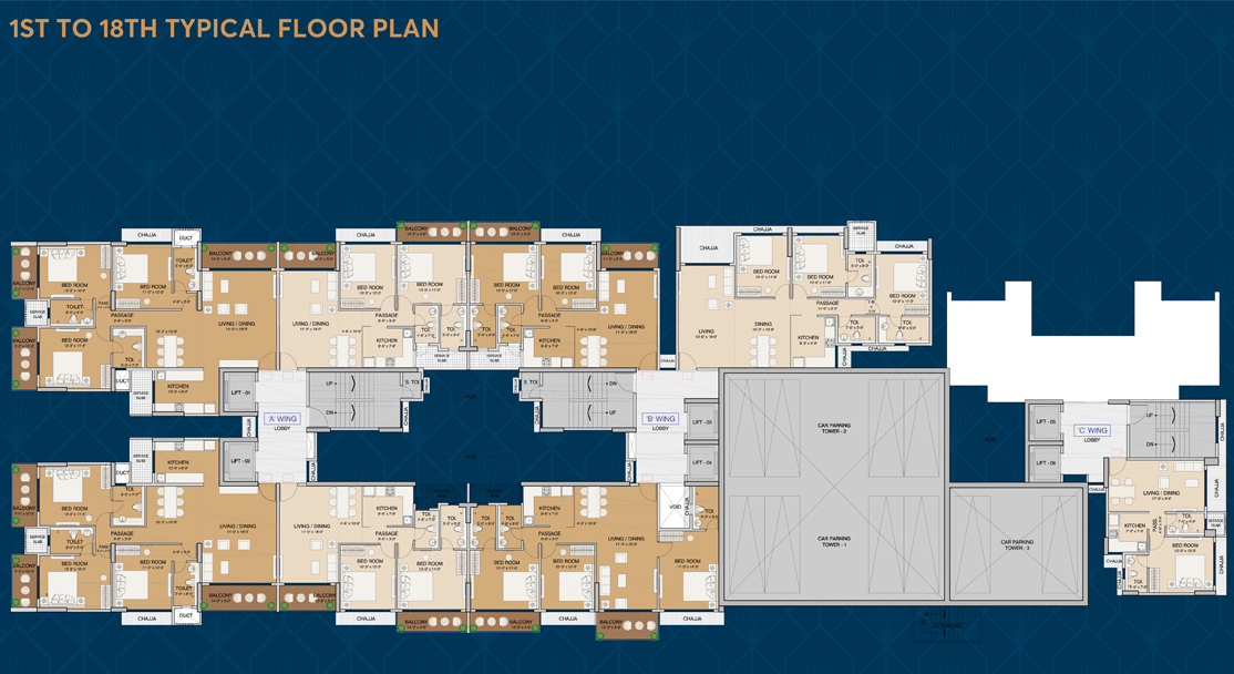 1st To 18th Typical Floor Plan