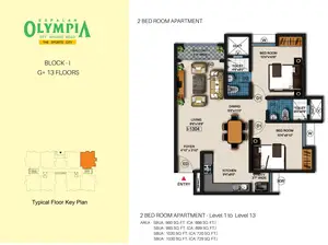 Block I, G + 13 Floors, Level 1 To 13