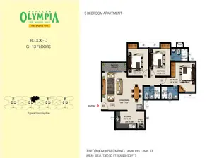 Block C, G + 13 Floors, Level 1 To 13