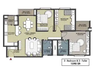 3 Bed & 2 Toilet