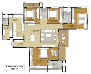 4 Bed & 3 Toilet
